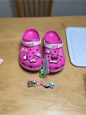 CROCS Pink Barbie Jibbitz Clog Mules